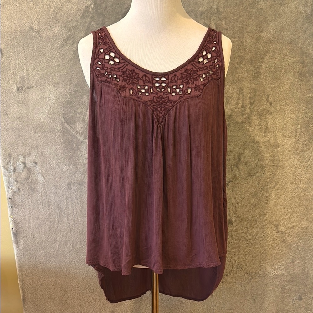 American Eagle Sz M Maroon Tank Top Lightweight Boho Summer Girl